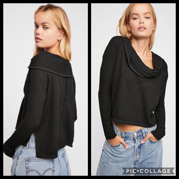 FP We The Free Waffle Knit Cowl Neck Wildcat - Picture 3 of 8